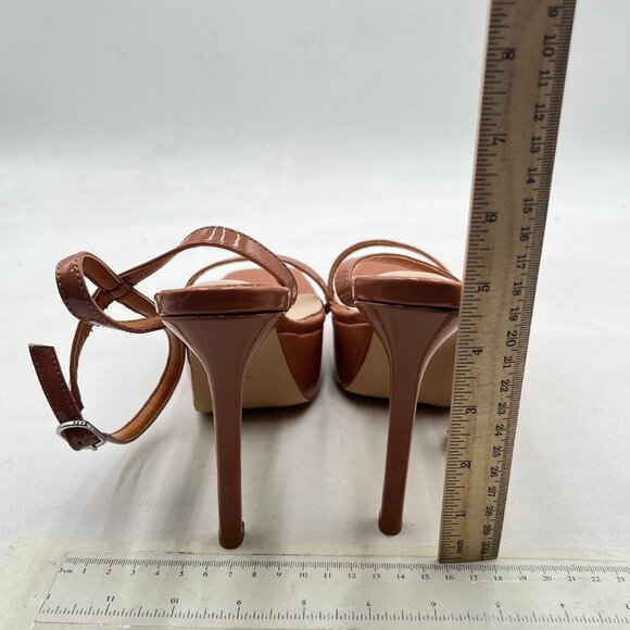 Zszszsu Brown Open Square Toe Strappy Platform Sandals Stiletto High Heels Shoes - Picture 5 of 8